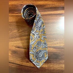 Jos. A. Bank Gold and Gray Paisley Silk Tie